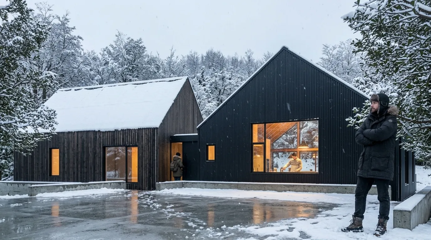 Render Acceso de Casa Bi — PatagoniaBIM